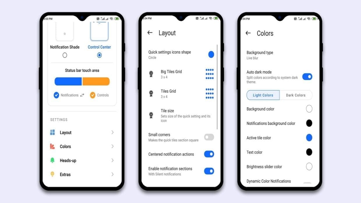 Mi Control Center – iOS design quick settings panel app