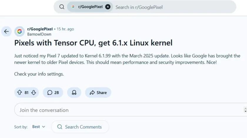 pixel with Kernel update