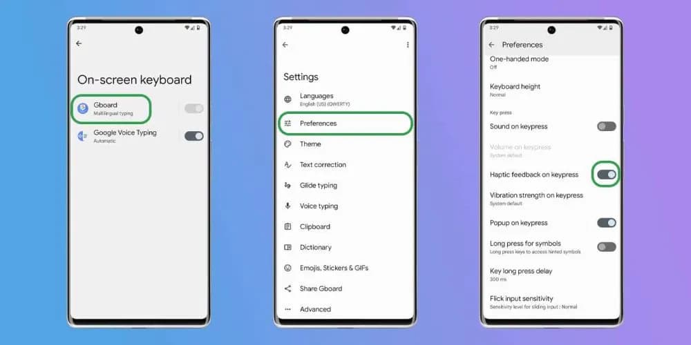Keyboard sounds and haptics android