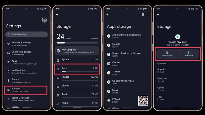 clear cache android