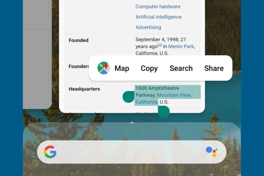 Smart text selection in overview