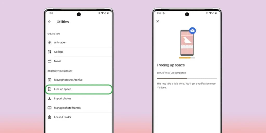 google photos free up space