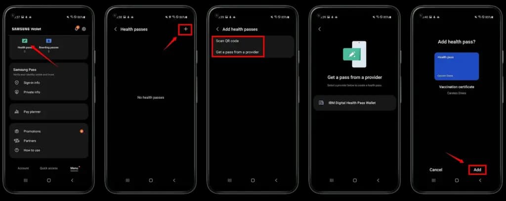 samsung wallet covid pass