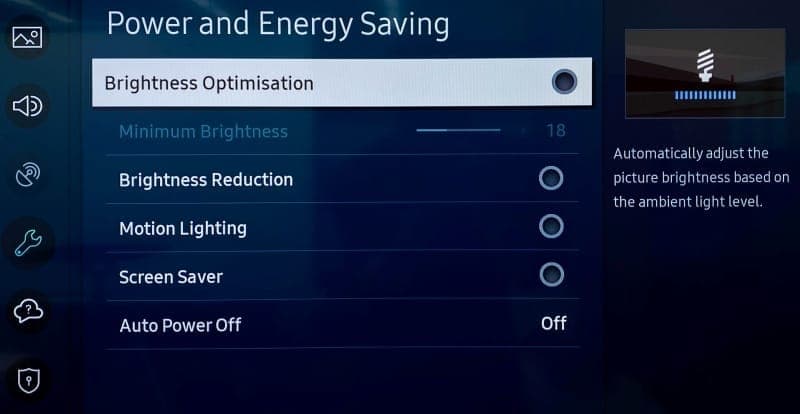 samsung turn off Brightness Optimization