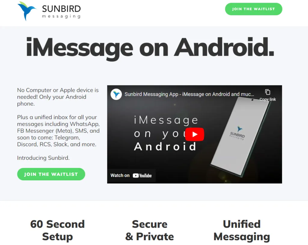 sunbird imessage