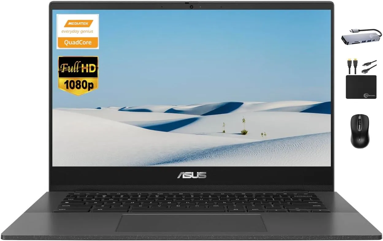 
ASUS Chromebook Laptop 2024 Newest, 14" FHD Display, 8-Core MediaTek Kompanio 520 Processor, 4GB RAM