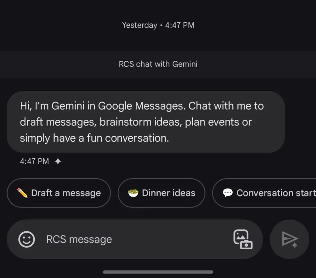 google gemini in messeges