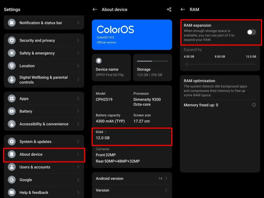 How to increase RAM using virtual memory (Android 13+) 8 color os extend virtual memory