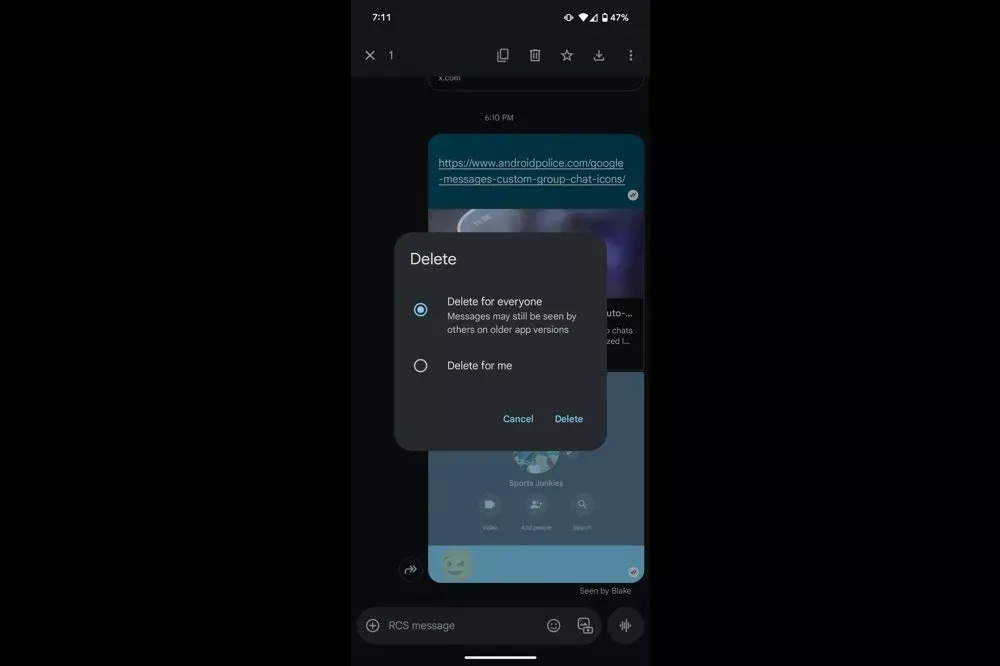 Google Messages receives the "Delete for everyone" feature 7 Google Messages delete