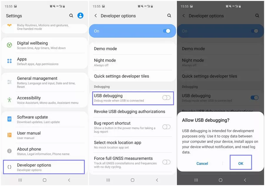 How to enable developer options and USB debugging 6 developer option on Android Galaxy devices
