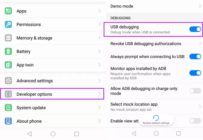 How to enable developer options and USB debugging 7 enable developer options