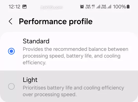 8 tips to increase your Samsung device battery life 6 Light Performance Mode Profile S