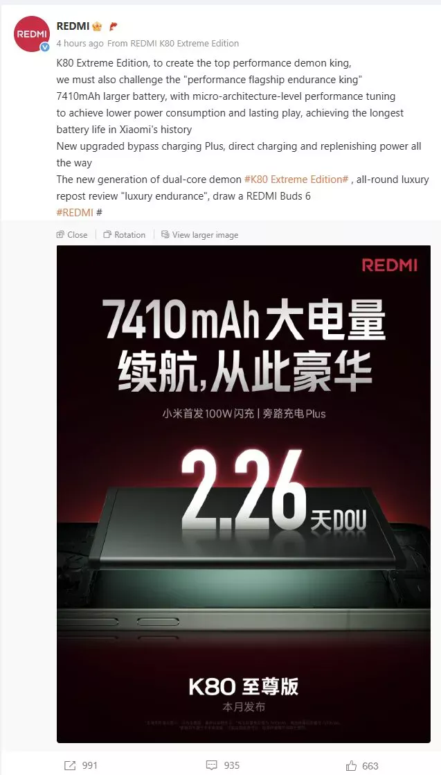 REDMI K80 Ultra brings a huge battery with new tech 4 redmi k80 ultra announcement