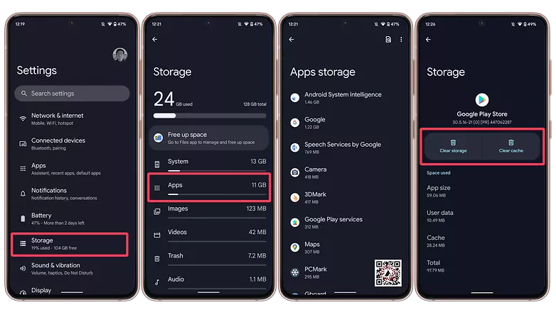 clear cache android