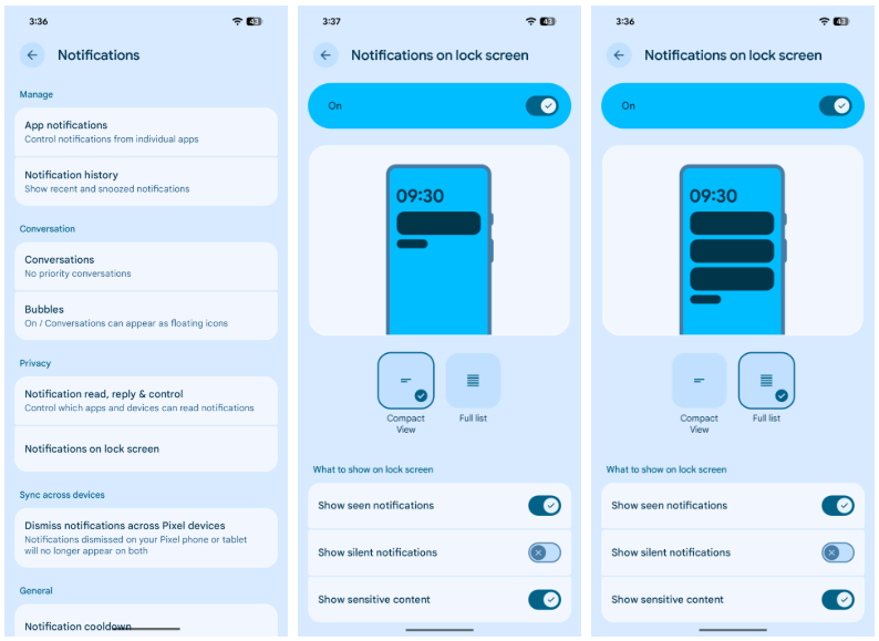Change how notifications are displayed on Android lockscreen 1 notifications list on Android 16