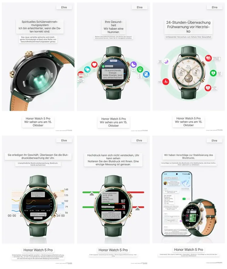 Honor Watch 5 Pro leak shows design, 15-day battery, and blood pressure monitor 2 Honor Watch 5 Pro images and functions