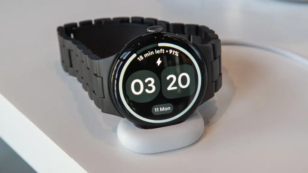 Google Pixel Watch 4 review - perfect pebble 12 google pixel watch 4 on charging dock