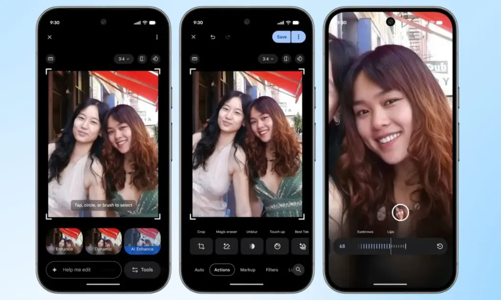 Google Photos Touch Up feature in action