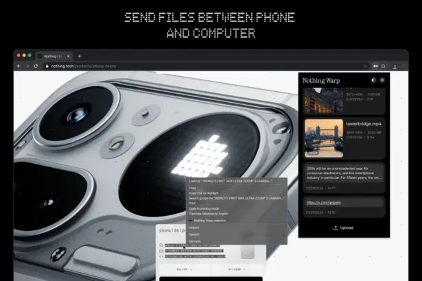 nothing warp send files to mac from android