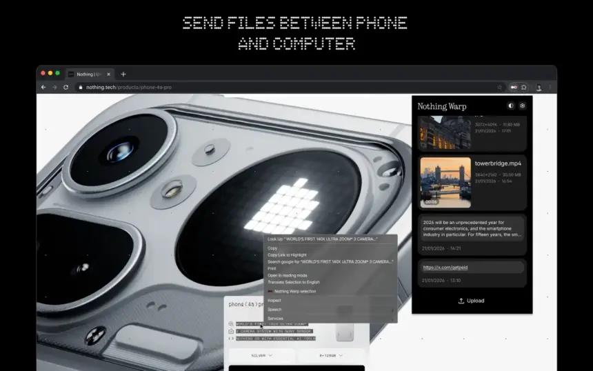 Nothing Just Fixed Android-to-Mac File Sharing - Warp Makes It Effortless 11 nothing warp send files to mac from android
